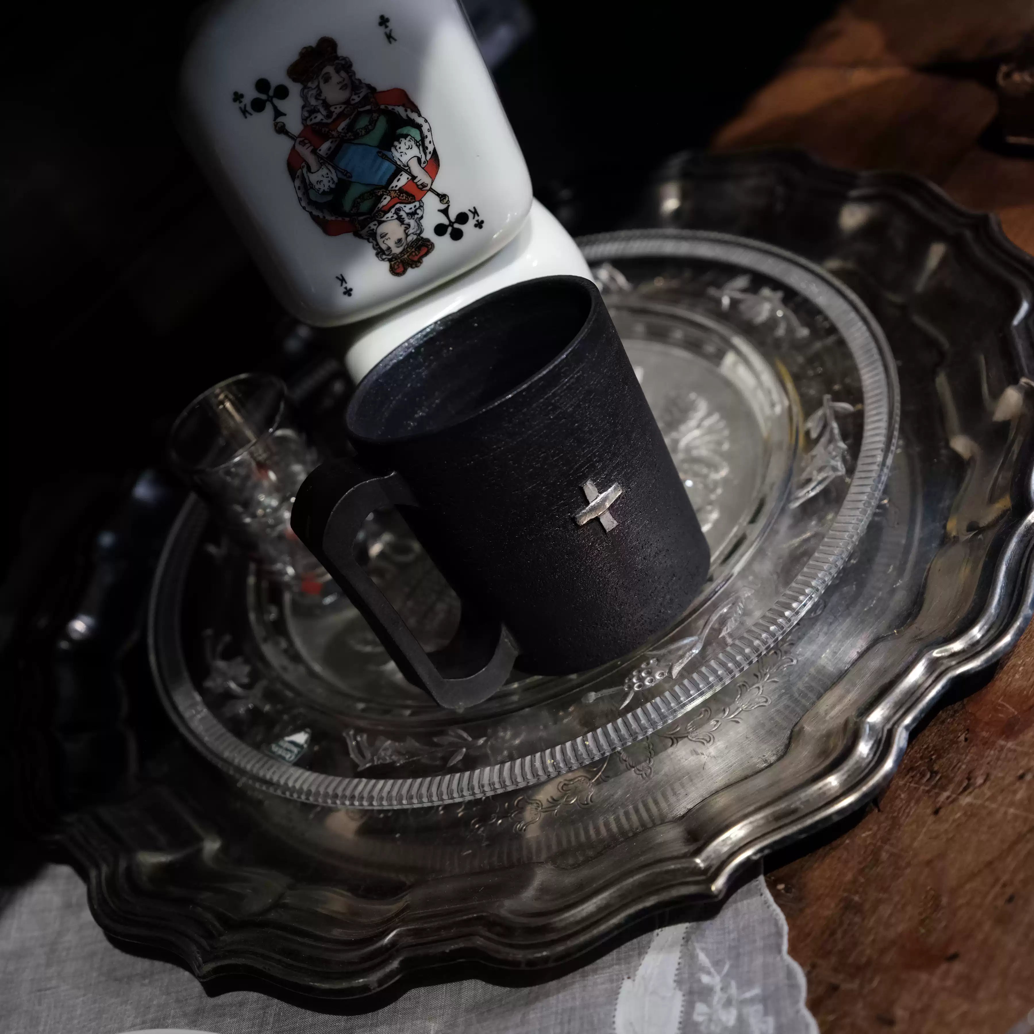 Lone Glow - Silver Cross Ceramic Mug