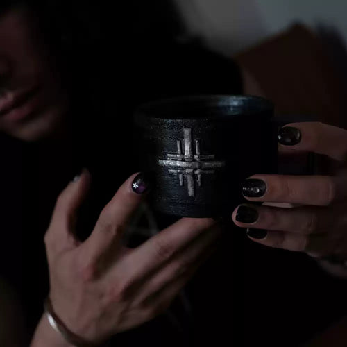 Layered Realm - Silver Cross Ceramic Mug